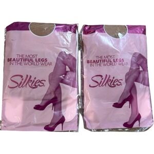 Silkies Ultra Control Top Pantyhose Queen Nude XL Natural‎ Lot of 2 New in Pkg